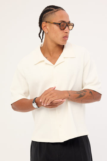 Common Need Alaric Boxy Cropped Resort Shirt White