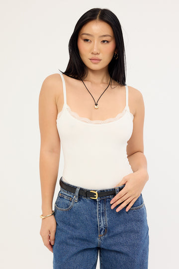 Luck + Trouble Isa Lace Bodysuit White