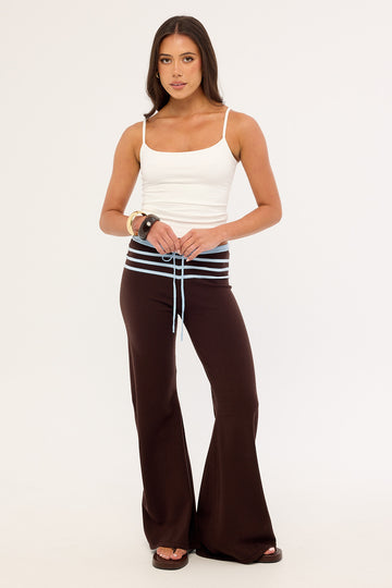 Luck + Trouble Tommi Stripe Knit Pant Brown