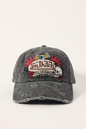 Von Dutch Von Dutch Patches Rhinestone Cap Washed Black