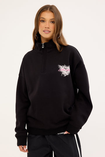 Neovision Skarla Relaxed Quarter Zip Crew Black