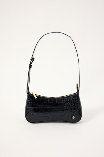 Perfect Stranger Tammy Croc Shoulder Bag Black