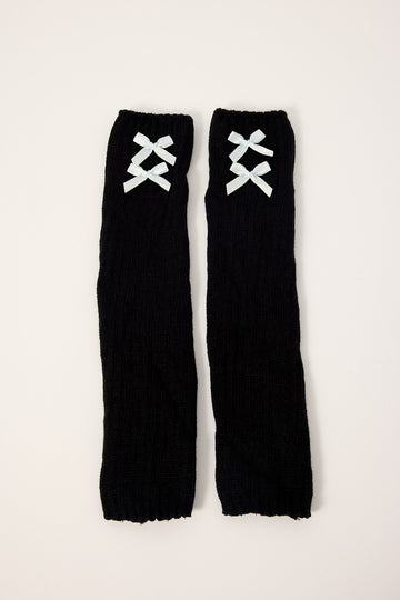 Token Double Bow Leg Warmer Black