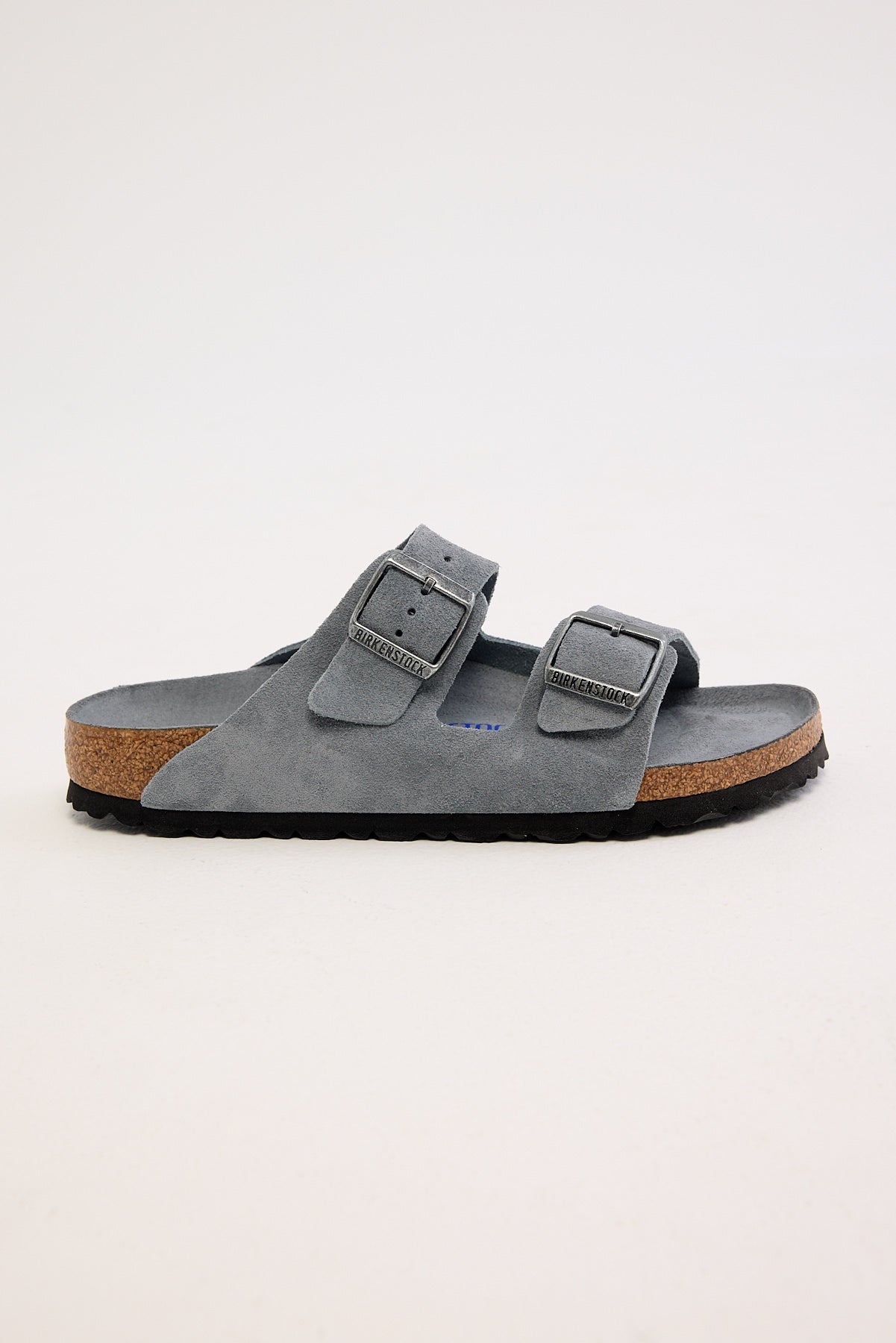 Birkenstock Arizona Sfb Footbed Suede Leather Narrow Basalt Grey Tonal