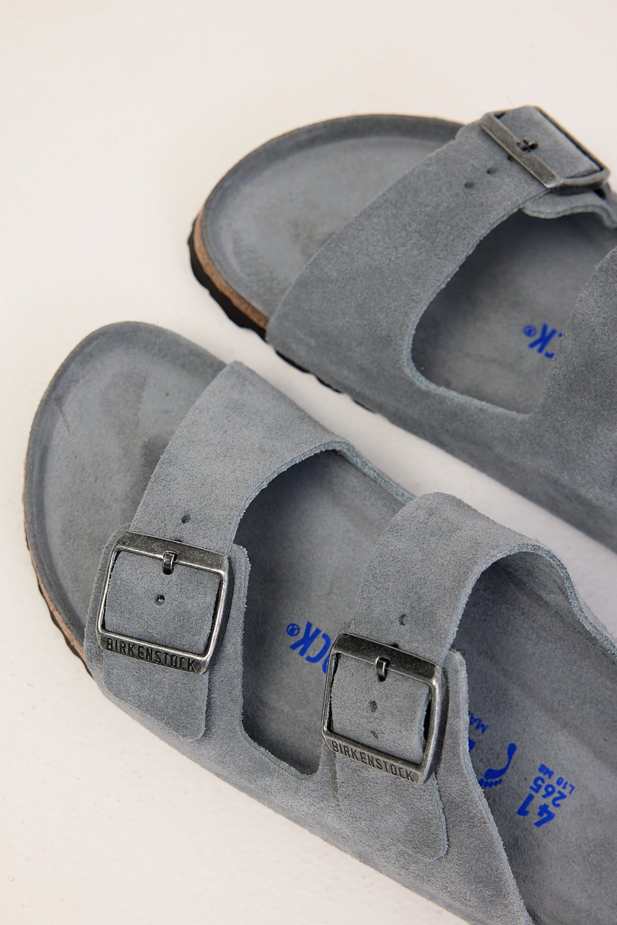 Birkenstock Arizona Sfb Footbed Suede Leather Narrow Basalt Grey Tonal