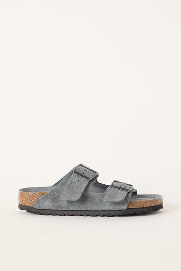 Birkenstock Womens Arizona Suede Leather Soft Footbed Narrow Basalt Grey Tonal