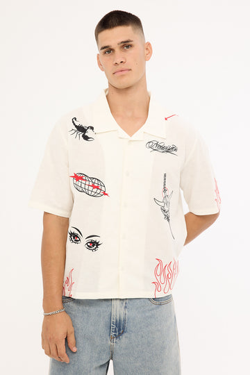 Neovision Oath Boxy Cropped Resort Shirt White
