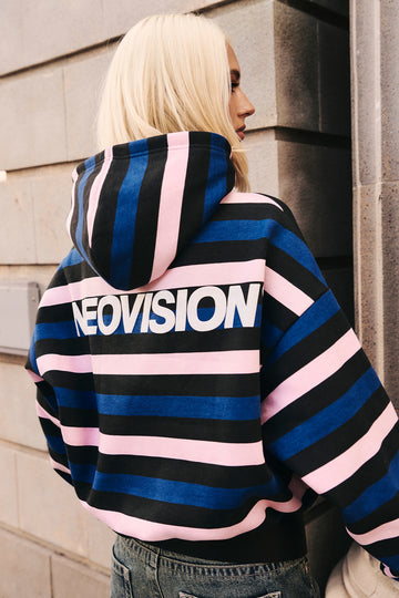 Neovision Nova Cropped Oversized Hoodie Black Stripe