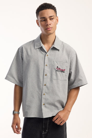 Worship Tainted Love Box Crop Short Sleeve Shirt Steel Grey