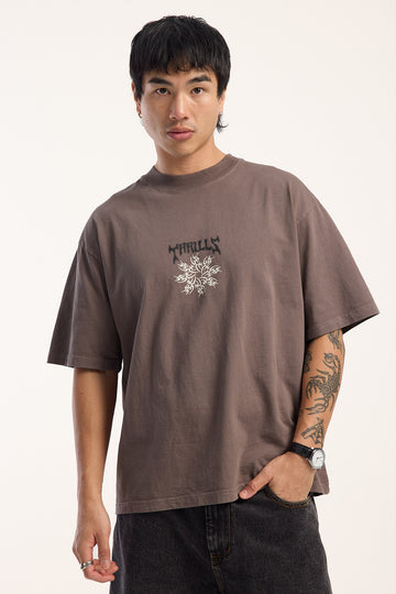 Thrills Stagger Oversize Box Crop Tee Clay Smoke
