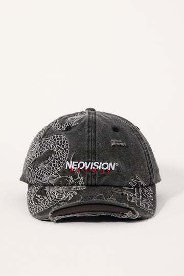 Neovision Onryu Distressed 5 Panel Cap Washed Black