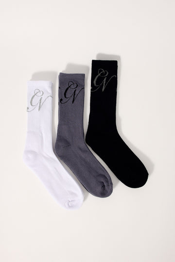 Common Need Midvale Sock 3 Pack Black/Dark grey/White