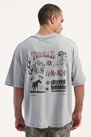 Thrills Mindless Box Crop Oversize Tee Glacier Grey