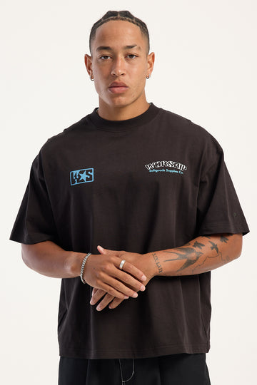 Worship Starched Box Fit Cropped Oversize Tee Black Coffee