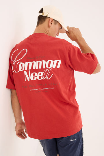 Common Need Clarity Heavyweight Boxy Tee Brick Red