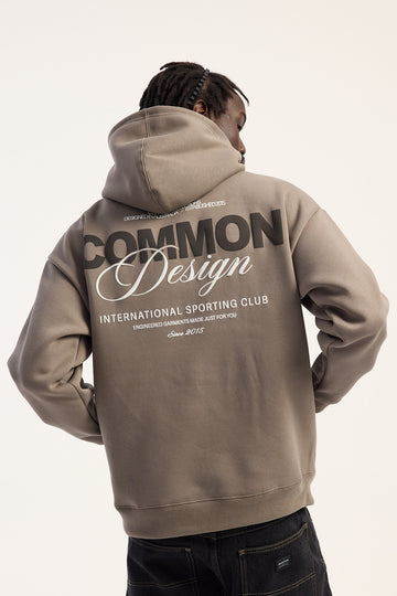 Common Need Compose Boxy Hoodie Brown