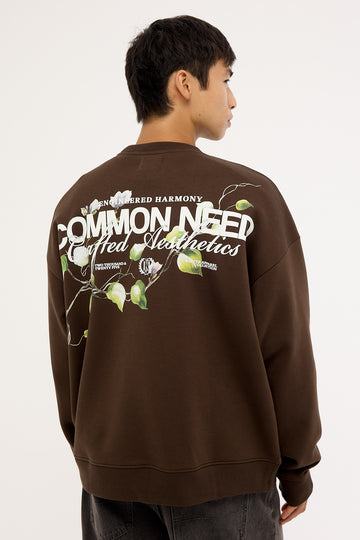 Common Need Vine Crew Sweater Dark Fudge