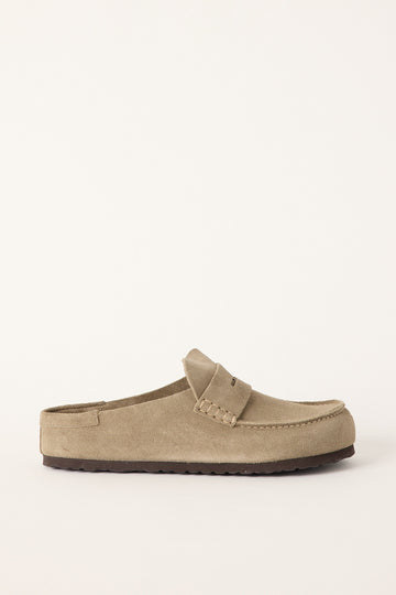 Birkenstock Mens Naples Wrapped Suede Leather Regular Taupe