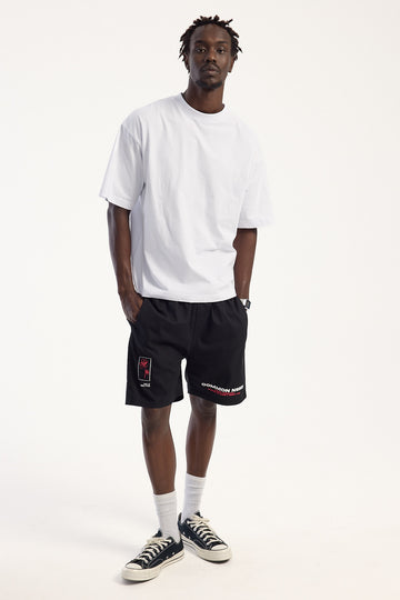 Common Need Wild Sector Elastic Waist Short Black