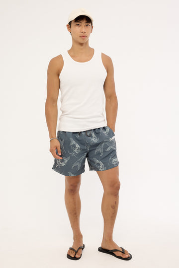 Common Need Koi Fish Swim Short Dark Blue
