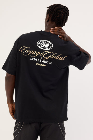 Engage Global Script Oversized Tee Black