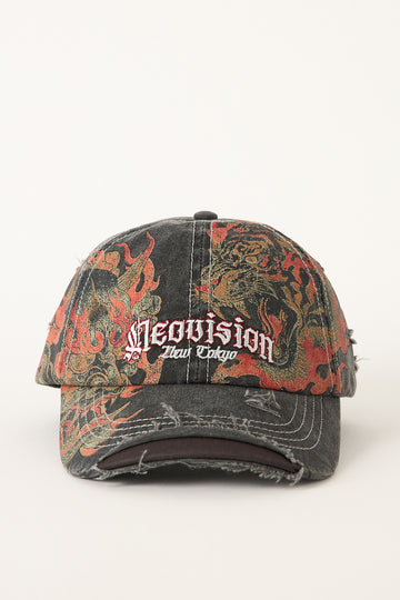 Neovision Duality Distressed Dad Cap Washed Black