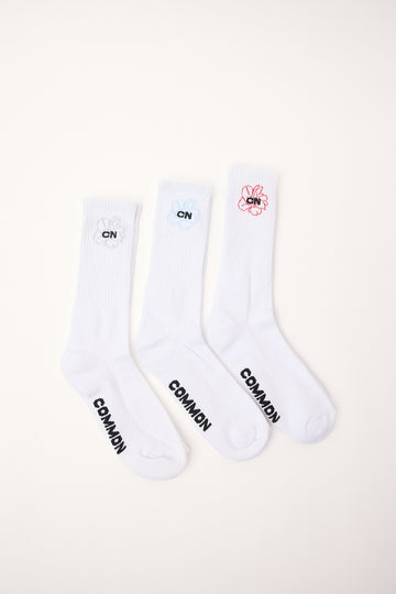 Common Need Wild Sector Sock 3 Pack White