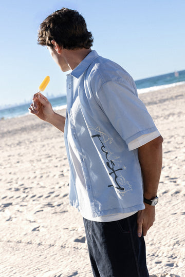 Rusty Crisis Cropped Shirt Sky Blue
