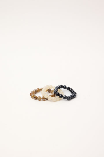 Token Beaded Bracelet 3 Pack Brown