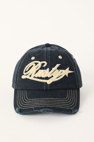 Rusty Star Struck 6 Panel Cap Washed Black