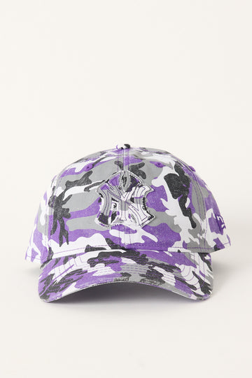 New Era 9Twenty Frayed Washed Camo New York Yankees Cap True Purple