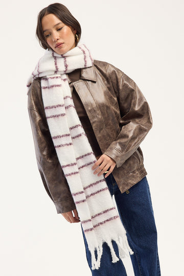 Perfect Stranger Amory Stripe Knit Scarf Cream Stripe