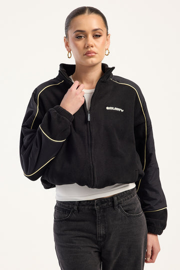 Rusty New Age Zip Through Polar Fleece Black/Yellow