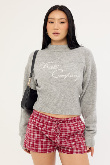 Thrills Studio Issue Knit Sweater Light Grey Marle