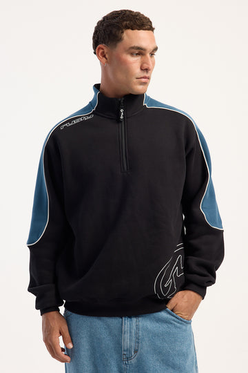 Rusty Frontline Fleece Quarter Zip Black