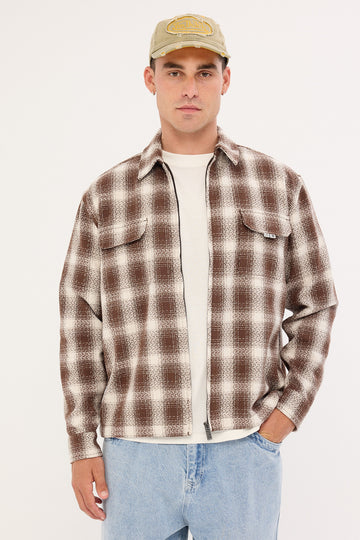 Rusty Zeal Zip Through Jacket Pine Cone Brown