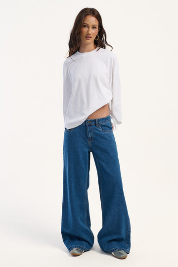 Rusty Wendy Low Rise Wide Leg Jean Authentic Blue