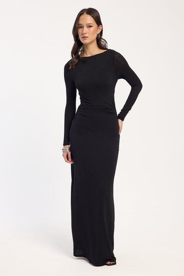 Perfect Stranger Misaki Long Sleeve Maxi Dress Black