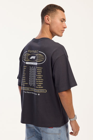 Mitchell & Ness F1 Motorsport Box Tee Washed Black