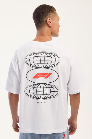 Mitchell & Ness F1 Motorsport Worldwide Box Tee White
