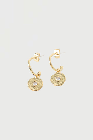 Perfect Stranger Magnolia Disk Hoop Earring 18K Gold Plated