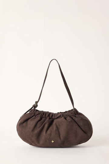 Peta + Jain Wrinkle Small Gathered Shoulder Bag Espresso Suede