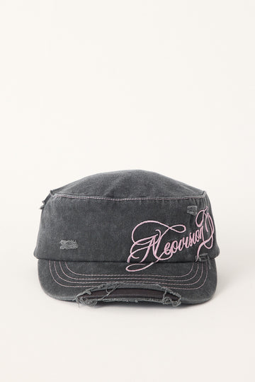 Neovision Script Distressed Cadet Cap Washed Black