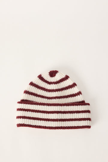 Token Stripe Knit Beanie Burgundy Stripe