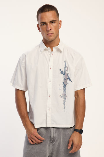 Rusty Morning Glory Cropped Shirt White