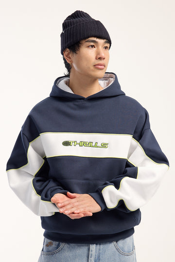 Thrills Eclipse Panel Oversize Box Crop Hoodie Total Eclipse Navy