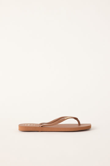 Havaianas Womens Slim Square Logo Pop Up Thong Rust