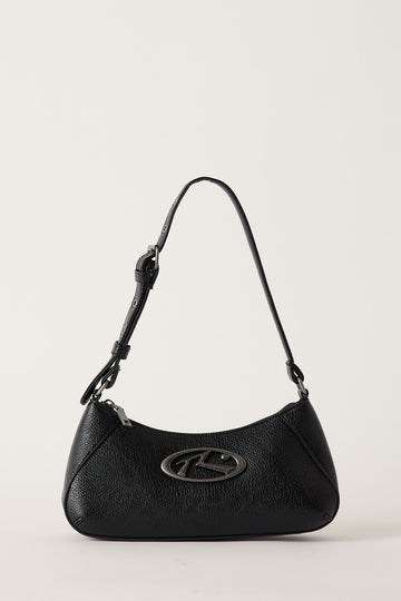 Rusty R Dot Buckle PU Bag Black