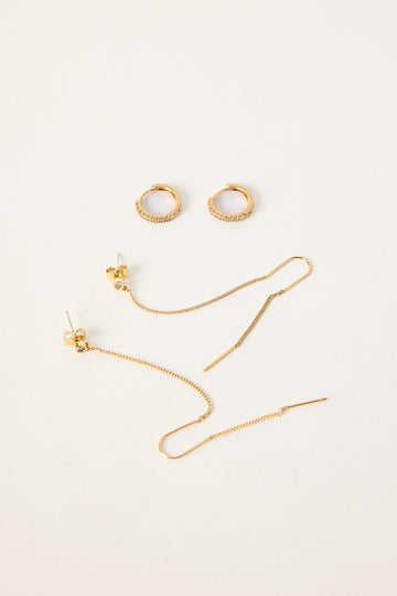 Perfect Stranger Oaklyn Diamante Hoop 2 Pack 18K Gold Plated