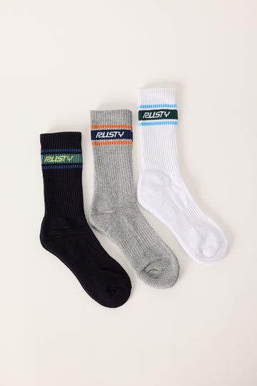 Rusty PIT CREW MID CALF 3-SOCK PACK Multi